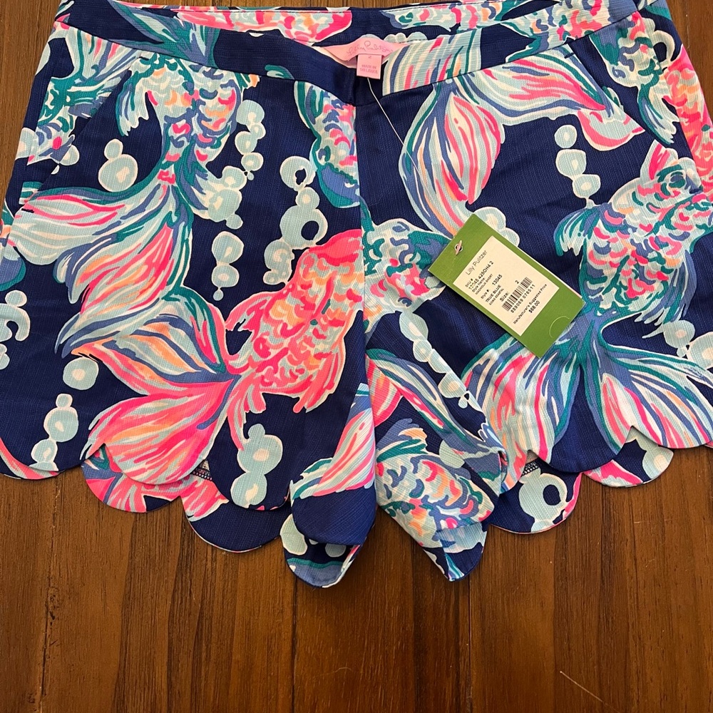 Lilly Pulitzer Blue and Pink Fish Print Shorts